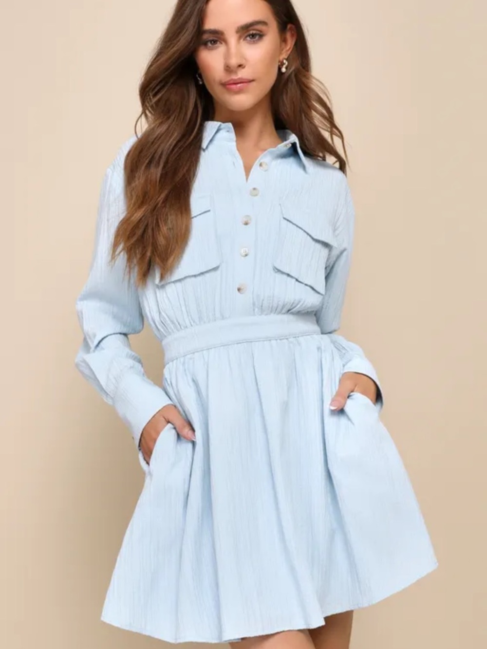 Lulus Adored Persona Light Blue Textured Mini Dress